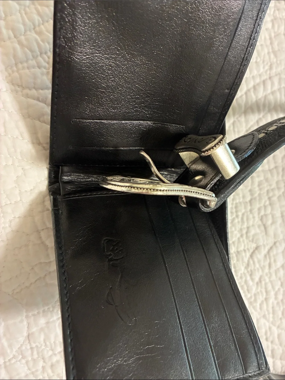 Black genuine stingray Belt with Silver Buckle AND stingray wallet
